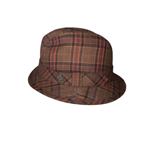 Original Penguin Munsingwear‎ Wool/Cashmere Brown Plaid Fedora Hat L (7.3/8) - Picture 1 of 5